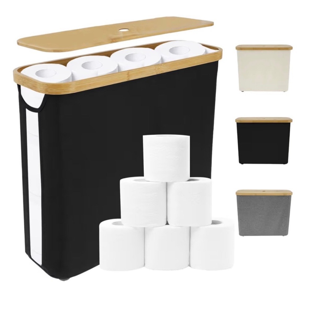 Black and Bamboo Toilet Paper Holder